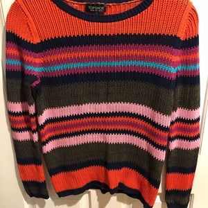 Topshop striped sweater with ribs and a crew neck